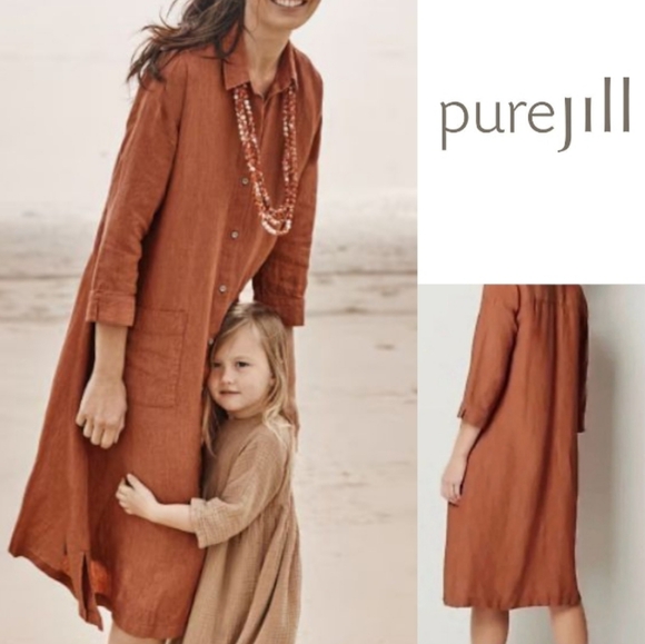 J. Jill Dresses & Skirts - J. Jill PureJill Linen Midi Shirtdress Lagenlook